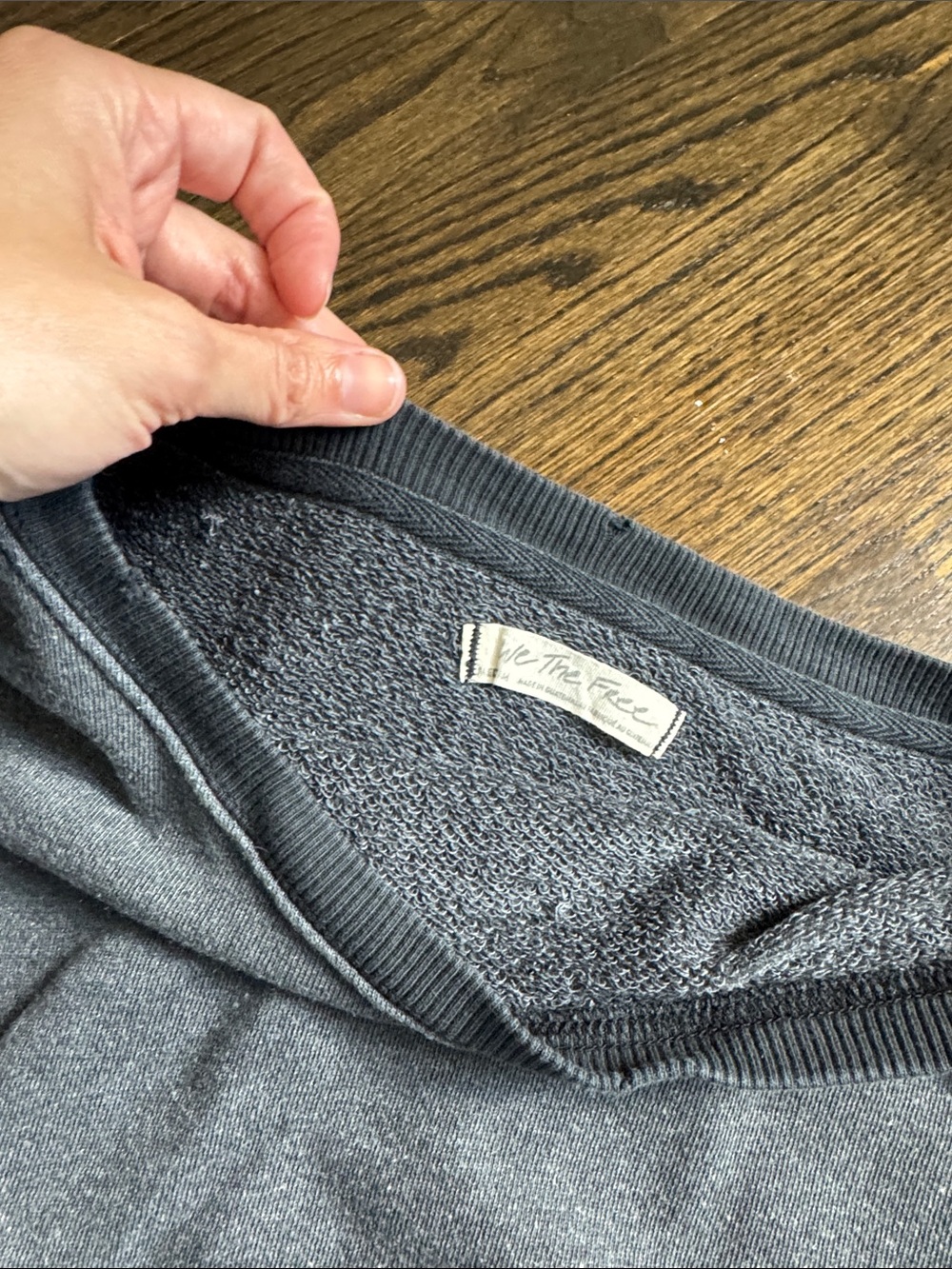 Free People Washed Charcoal Oversized Crew Pullover - Picture 2 of 3